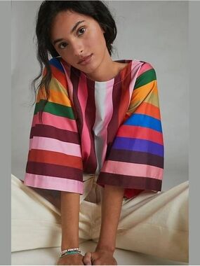 NWT Anthropologie Monika Geisha Designs Striped Kimona Blouse